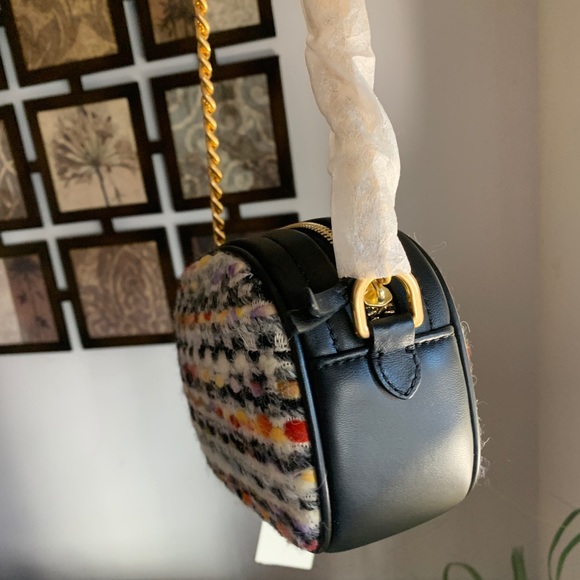 Authentic TORY BURCH Leather/Colorfull tweed top zip Crosby - Picture 12 of 16